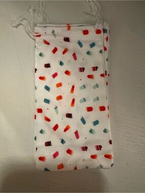White Drawstring Pouch with Multicolor Popsicle Print